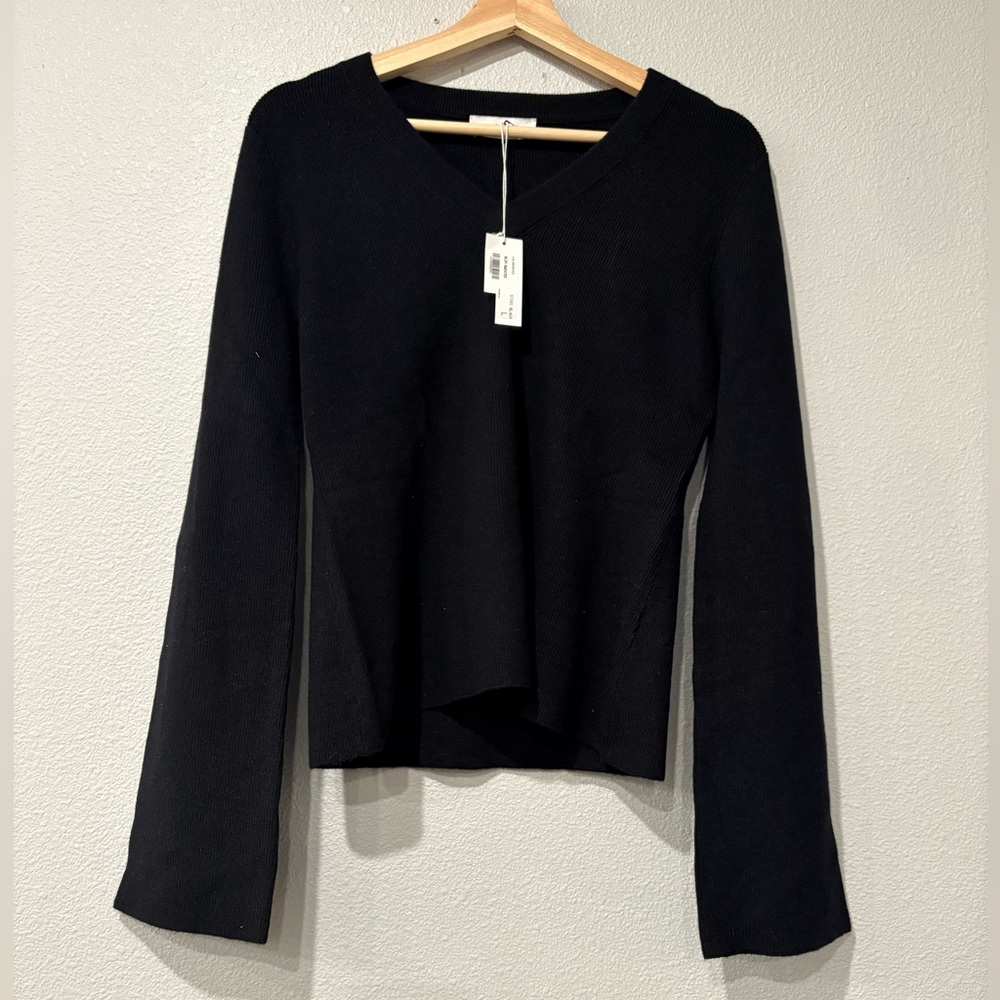 Lola & Sophie Black Long Sleeve V-Neck Top